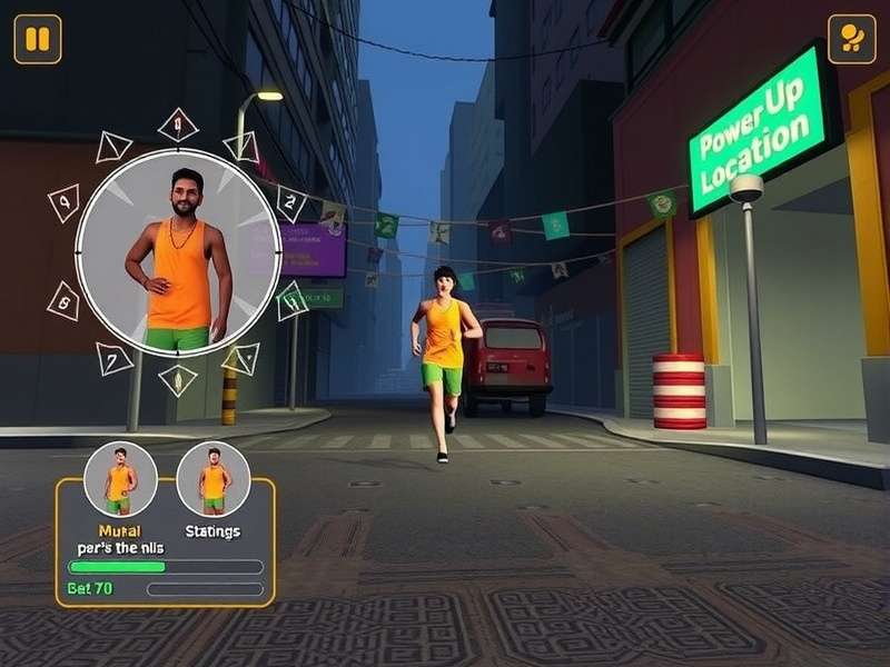 Mumbai Marathon gameplay screenshot showing character running through Mumbai streets